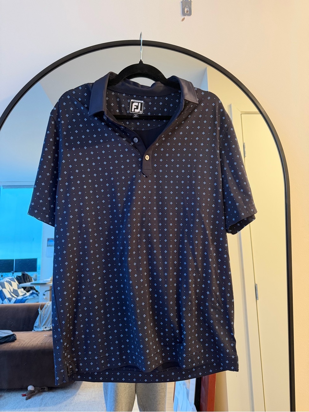 FootJoy Men’s Navy Polo with Micro Diamond Print